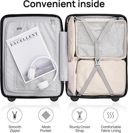 NINETYGO Medium Checked Luggage 24 Inch, Checking In Luggage with Smooth Spinner Wheels, Expandable, Hard Shell PC+ABS Suitcase, Lightweight Travel Luggage, TSA Approved (Black, Andes)