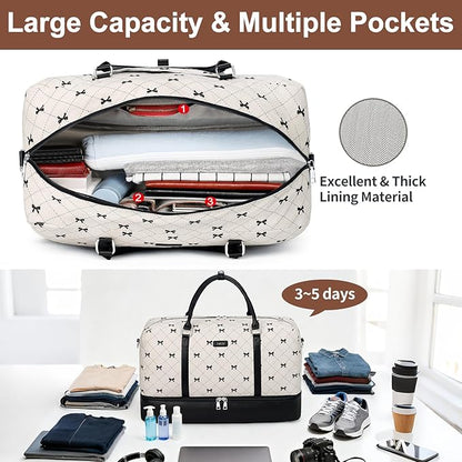 IBFUN Weekender Bags for Women, 21" Weekender Travel Bag, Travel Duffle Bag with Shoe Compartment Carry on Overnight Duffel Bag for Weekend Travel Business Trip, 3PCS