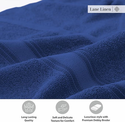 LANE LINEN 100% Cotton 4 Pack Bath Sheets Set (35"x66") - Zero Twist Cotton Extra Large Bath Towels Set - Quick Dry, Soft & Absorbent Oversized Towel Sets - Dorm Essentials for Boys - Navy Blue