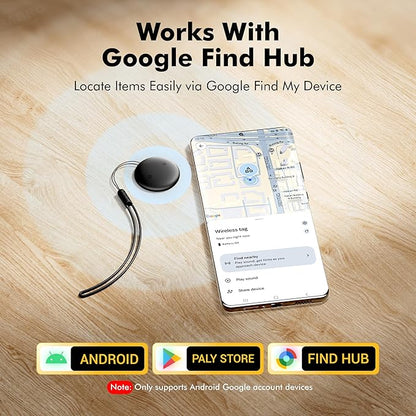 Air Tracker Tags-2 Pack for Android with Case- Bluetooth Tracker Item Finder for Key, Wallet, Luggage - Works with Google Find Hub, IP66 Waterproof, Smart Tag for Android & Samsung Phones(Black)