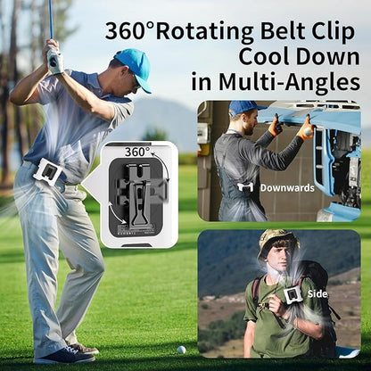 Socool 14500mAh Portable Waist Fan Clip on Belt 360 Rotation Wearable Rechargeable Personal Shirt Fan, 67H Cooling 5-Speed Battery Operated Fans with Light, Neck Fan Hanging for Outdoor Camping Travel