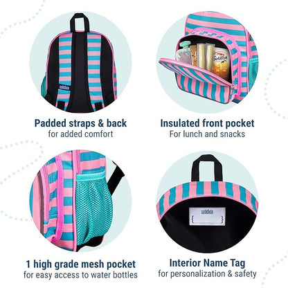 Wildkin 12-inch Kids Backpack – Padded, Adjustable, Ideal for Daycare & Travel - Pink Stripes