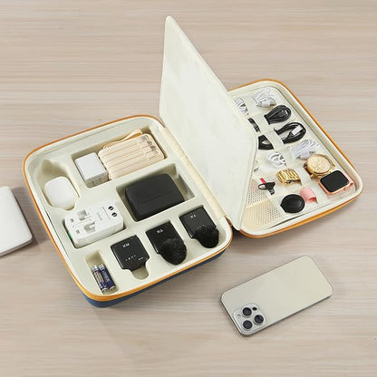 Electronics Organizer Case, Daily Tech Accessories Storage Bag for Charger, Cables, Power Bank, Lapel Mic,Watch, Passport, Travel Electronic Organizer Case for Travel Live Streaming Business Trip