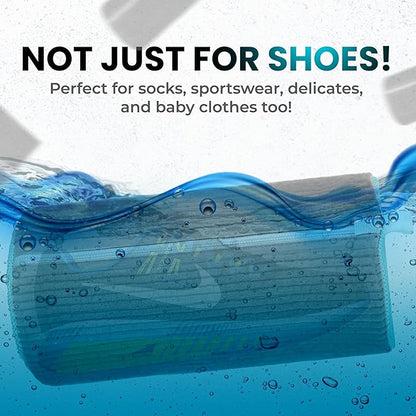 XXL Shoe Washing Machine Bag - 2 Pcs Set - 360° Resuable Shoe Bag for Washing Machine and Dryer - Wrap Shoe Washing Bag for Sneakers, Boots & Delicate Footwear (Grey)