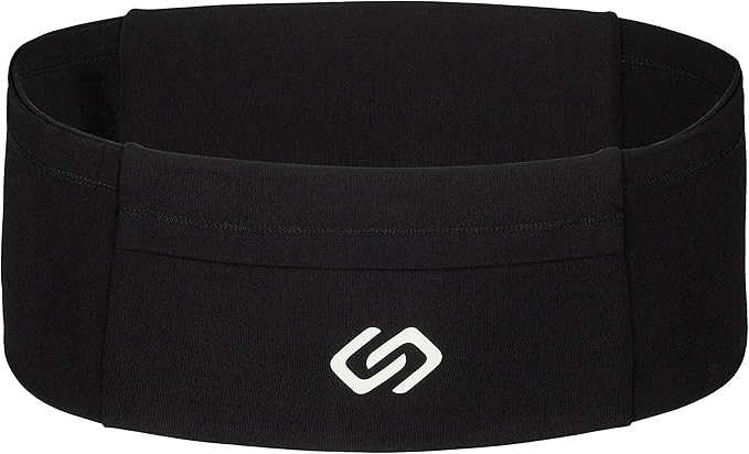Sporteer VersaMod Running Belt, Workout Waist Pack, Travel Money and Passport Belt for Smartphones and Personal Items (Medium, Black)