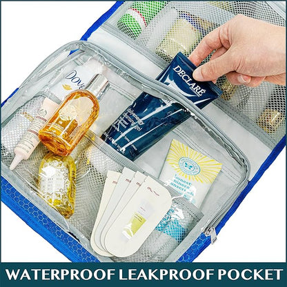 PAVILIA Travel Hanging Toiletry Bag for Women Men, Large Capacity Makeup Bag Kit, Waterproof Cosmetic Storage Organizer Case for Bathroom Shower