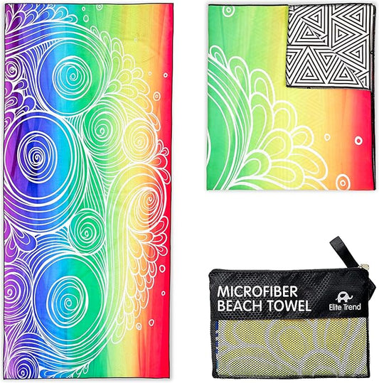 Elite Trend Microfiber Beach Towel - Extra Large 78x35 Inch Sand Free Quick Dry for Travel, Swimming, Pool, Yoga, Hiking, Camping – Lightweight Fast Drying Microfiber Towel Compact for Adults