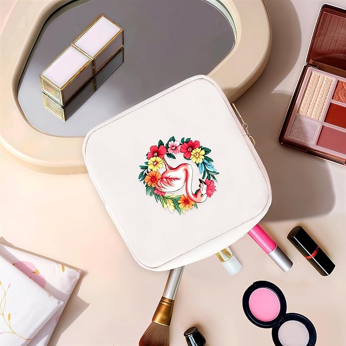 Flamingo Mini Makeup Bag, Flamingo Gift For Women Girls, Cute Portable Zipper Pouch Cosmetic Bag For Teen Girls Kids, Small Storage Bag For Sanitary Pad, Period napkin bag!