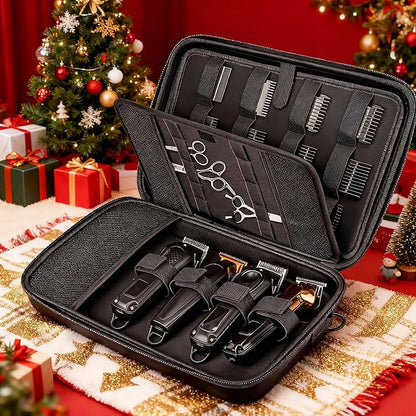 Barber Bags for Hair Clippers and Supplies, Hair Cutting Barber Case Supplies Organizer, Hair Trimmer Organizer for Men Razor Guard Grooming Kits (Case Only)
