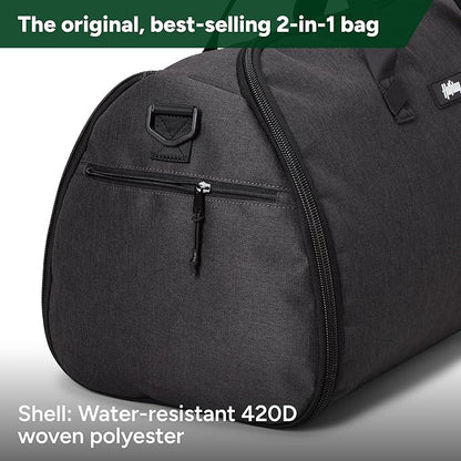 Halfday Convertible 2-in-1 Garment Duffel Weekender Bag 45L | Wrinkle-Free Travel, Hanging Suit Compartment, Shoe Pockets, Trolley Sleeve. Durable & Water-Resistant Carry-On, Shadow