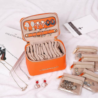 Angelina's Palace Jewelry Organizer Case Bridesmaid Gifts Travel Bag Vegan Leather Box for Necklace Earring Bracelet Ring(light terracotta)