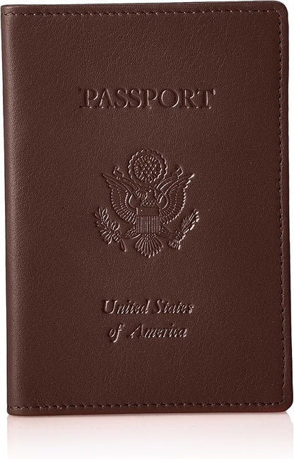 Royce Leather RFID Blocking Passport Travel Document Organizer in Leather, Brown 3, One Size