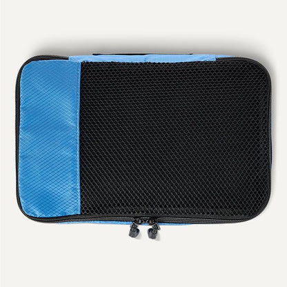 Amazon Essentials 4-Piece Packing Cubes Travel Accessories Set, Luggage Organizer with Double Zipper, Mesh Top, 100% Polyester, Small, Sky Blue (Previously Amazon Basics)