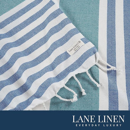 LANE LINEN Turkish Beach Towels Set of 6 – Pre-Washed, Sand-Free, Quick Dry, Lightweight Travel Towels for Women, Soft Bath Beach Towels, 39"x71" – Coastal Bliss