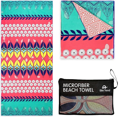 Quick Dry Towel Extra Large 78x35 Inch - Microfiber Beach Towel - Perfect for Beach, Travel, Swimming, Pool, Yoga, Hiking, Camping - Lightweight, Fast Drying, Compact for Adults (Bohemian)