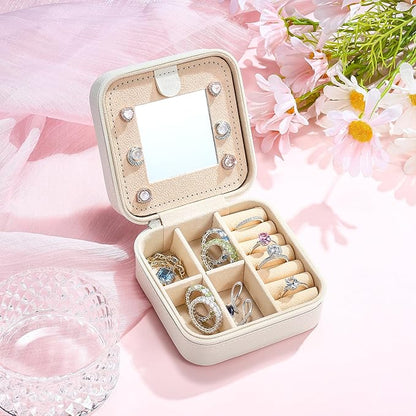 Parima Christmas Stocking Stuffers Gifts for Teenage Girls Grandkids, 3 4 5 6 7 8 9 10 11 12 13 14 Year Old Girl Gifts, Gift for Women Travel Jewelry Case Jewelry Box | Letter A, White