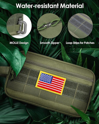 TACTICISM Toiletry Bag for Men - Dry Wet Separate Travel Toiletry Bag, Tactical Molle Dopp Kit for Men with Large Capacity, Water-Resistant Shaving Bag for Adult Women for Travel, Green