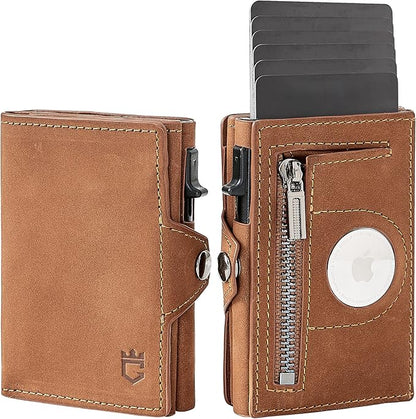 Men's Slim Wallet, Brown 3.0, 100% Full Grain Leather, RFID Protected, Airtag Wallet Holder, 3" L x 4" W x 0.8" H