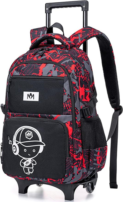 Bluboon Rolling Backpack with Wheels Kids Backpack for Boys Teens Wheeled Bookbag Kids Luggage Travel Hiking