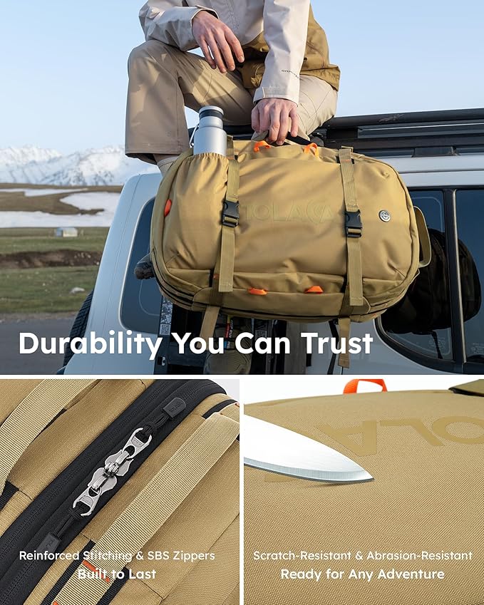 Tolaccea Travel Laptop Backpack, Large Carry on Backpack Flight Approved Convertible Duffle Luggage Bag Daypack Work Business Rucksack Fits 16" Laptop for Men Women 3 Carrying Ways, 40L-50L Expandable