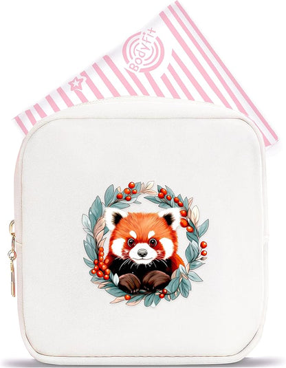 Red Panda Mini Makeup Bag, Red Panda Gift For Women Girls, Cute Portable Zipper Pouch Cosmetic Bag For Teen Girls Kids, Small Storage Bag For Sanitary Pad, Period napkin bag!