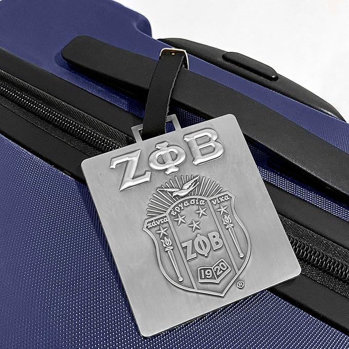 Zeta Phi Beta Sorority Paraphernalia - Official Vendor - Travel Luggage Tags - Set of 2 - Greek Letters and Shield