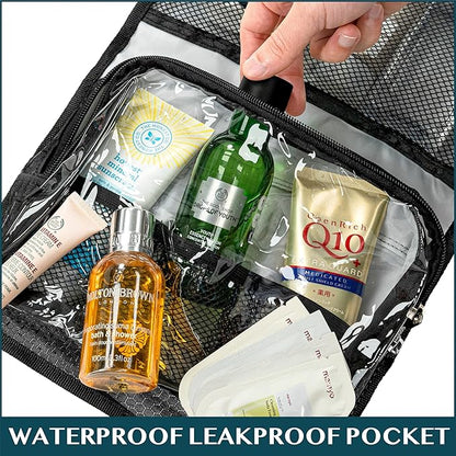 PAVILIA Travel Hanging Toiletry Bag for Women Men, Large Capacity Makeup Bag Kit, Waterproof Cosmetic Storage Organizer Case for Bathroom Shower