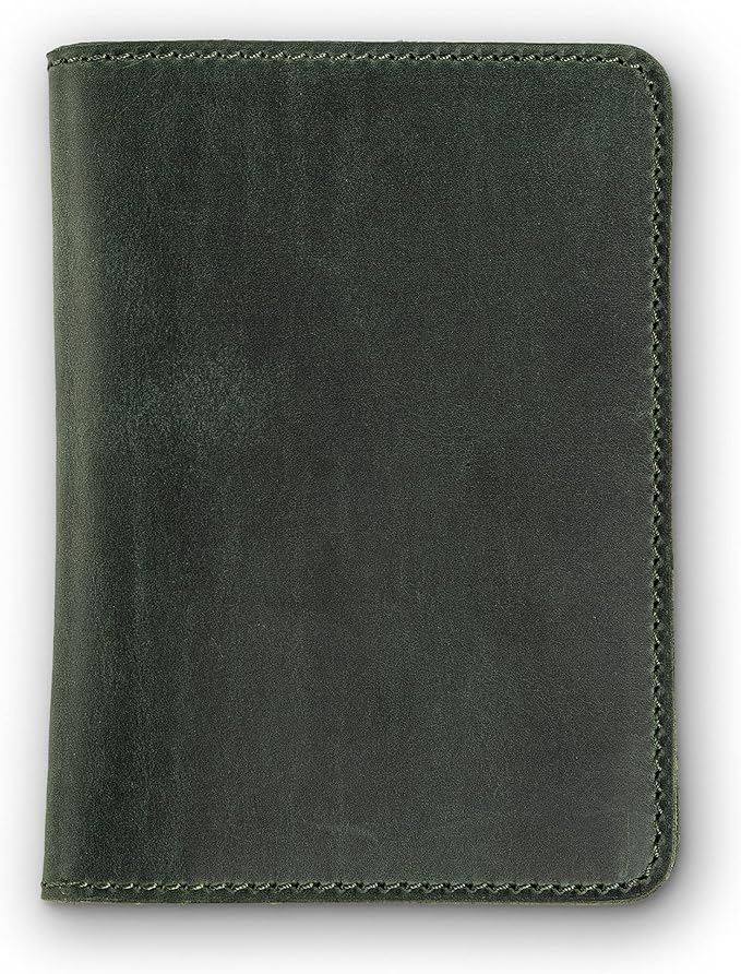 PEGAI Standard Full Grain Crazy Horse Leather Passport Holder | Custom Travel Passport Cover & Organizer | Handcrafted Leather Passport Wallet for Men and Women | Pike (Green)