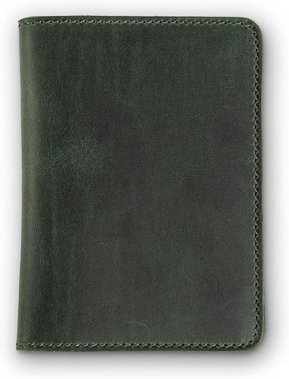PEGAI Standard Full Grain Crazy Horse Leather Passport Holder | Custom Travel Passport Cover & Organizer | Handcrafted Leather Passport Wallet for Men and Women | Pike (Green)