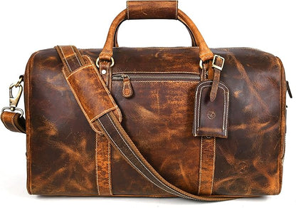 Leather Duffel Bag for Men & Women Travel, Weekend, Overnight, Gym Bag