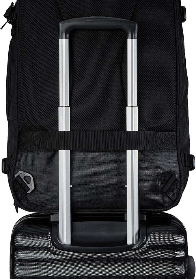 Amazon Basics Travel Backpack, Carry On Backpack, With Laptop Compartment, 40L Capacity, Expandable for 10% Extra Space, Backpack & Shoulder Bag Dual Use, 15.8"W x 21.5"H x 8.3"D, Black