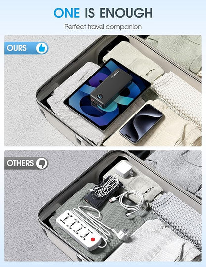 Portable Charger Power Bank, 20000mAh 22.5W USB C Fast Charging with Built-in Cables & Wall Plug, External Battery Bank with LED Display, Travel Essential for iPhone, iPad, Samsung Black