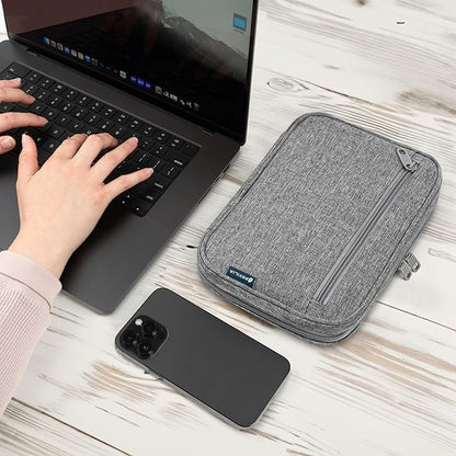 Pavilia Tech Organizer Case - Cable & Charger Storage, Travel Accessories for Men, Gray