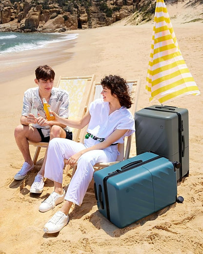 NINETYGO Carry On Suitcase, 20 Inch Carry-On Luggage with Double Spinner Wheels, Anti-Burst Zipper, Hard Case PC Suitcase Carry On, Lightweight Travel Luggage, TSA Approved (Slate Grey, Hudson)