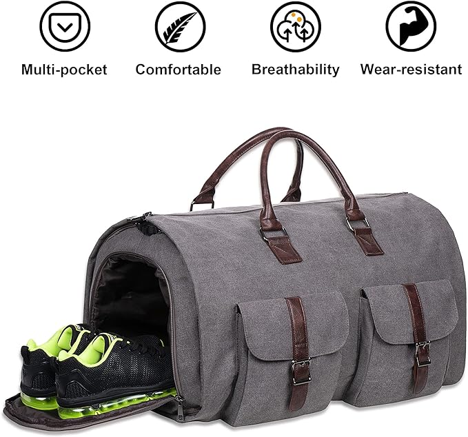 seyfocnia Convertible Travel Garment Bag,Carry on Garment Duffel Bag for Men Women - 2 in 1 Hanging Suitcase Suit Business Travel Bag