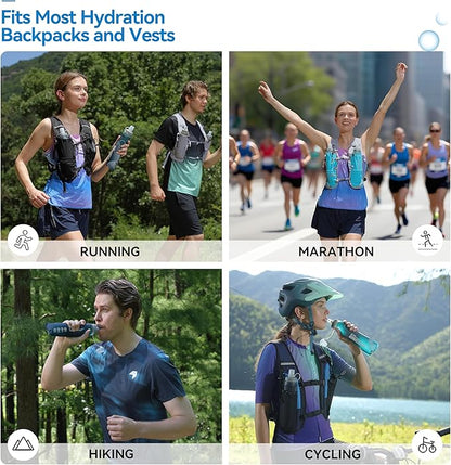 MARCHWAY Soft Hydration Flask with Wide Mouth, 300ml/500ml Collapsible TPU Water Bottle, Leakproof Portable Flexible for Running, Hiking, Cycling, Climbing, Gym, Travel (2pcs Blackish Green 500ml)