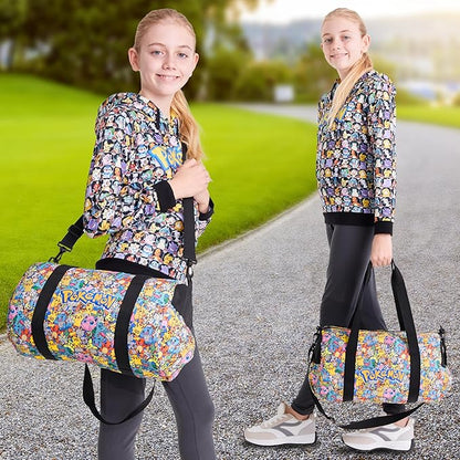 Pokemon Pikachu Duffel Kids Travel Bag - Gym Sports Overnight Holdall with Adjustable Strap & Pockets