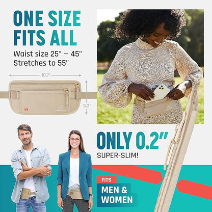 Hidden Money Belt for Travel for Men, Waist Wallet Anti Theft, RFID Passport Holder For Travel Men Or Women, Money Pouch, RFID Passport Holder