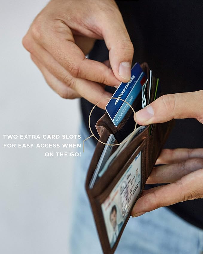 SERMAN BRANDS Mens Slim Bifold Wallet RFID Blocking Minimalist Front Pocket Wallets for Men - Thin & Stylish