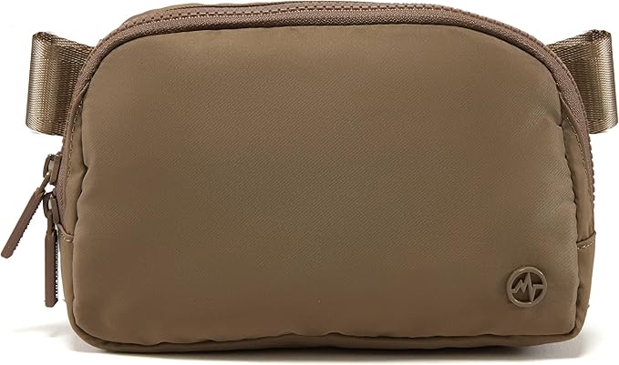 Pander Two Way Zipper Fanny Pack Nylon Everywhere Belt Bag for Women, Water Repellent Waist Packs, Crossbody Bags with Adjustable Strap (Gray Brown)