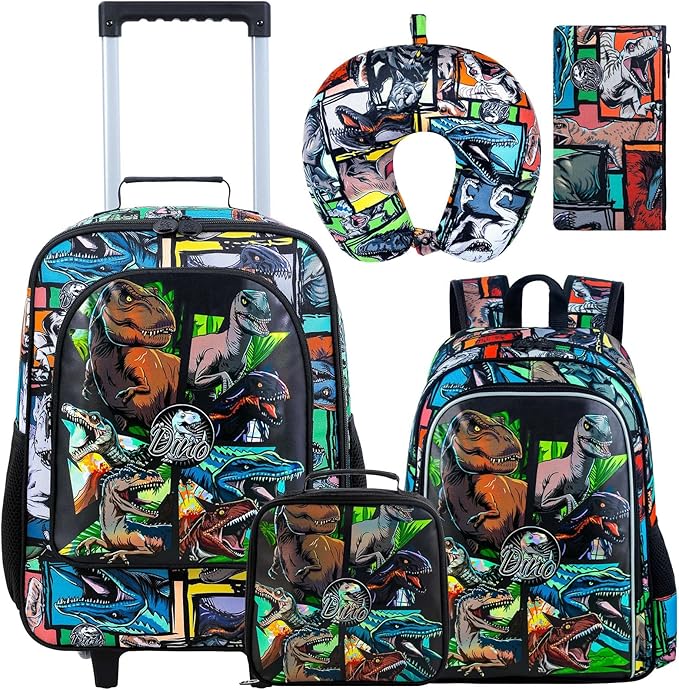 Kids Luggage for Boys and Girls, Cute Dinosaur Unicorn Rolling Wheels Suitcase for Toddler Children