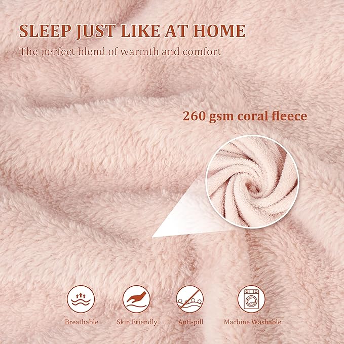 Tirrinia Soft Travel Blanket Pillow, 3-in-1 Foldable Airplane Throw Blanket, Long Flight Essentials, Car Pillow, Lightweight Travel Accessories