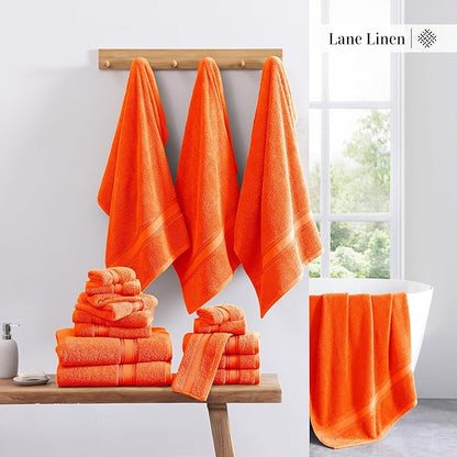 LANE LINEN Luxury 12 Piece Bath Towel Set - 100% Cotton, Rust Color, Absorbent, Quick Dry, Soft, Oeko-Tex Certified, Satisfaction Guarantee