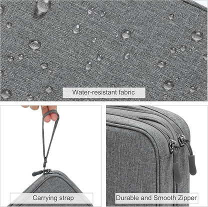 FYY Electronic Organizer, Large Travel Cable Organizer Bag Pouch Electronic Accessories Carry Case Portable Waterproof Double Layers All-in-One Storage Bag for Cable, Cord, Charger, Phone, Dark Grey