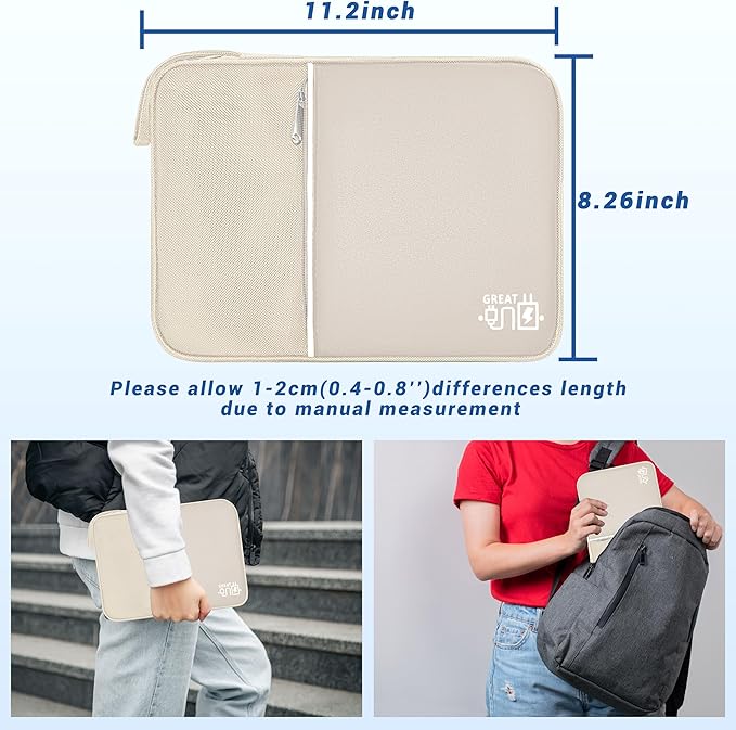 Electronics Organizer,Travel Cord Organizer Pouch, Portable Cable Organizer Bags, Waterproof Electronic Accessories Storage Case for Cables, Cords, Charger, Phone (Single Layer-Large-Beige)