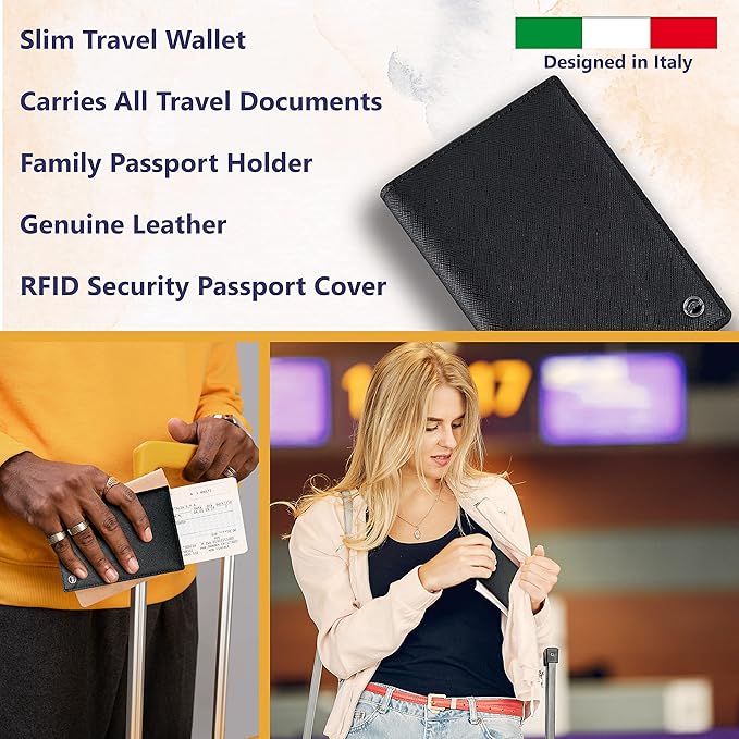 2 Passport Holder - Travel Essentials, RFID Blocking Wallet Credit Card Organiser, Plain Accessories Slim Cover For Men & Women