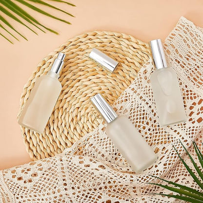 Roshtia 30 Pcs 3.4 oz/ 100 ml Silver Glass Spray Bottle Refillable Perfume Atomizer Clear Decorative Empty Bottles with Fine Mist Sprayer Pump for Face Body Travel