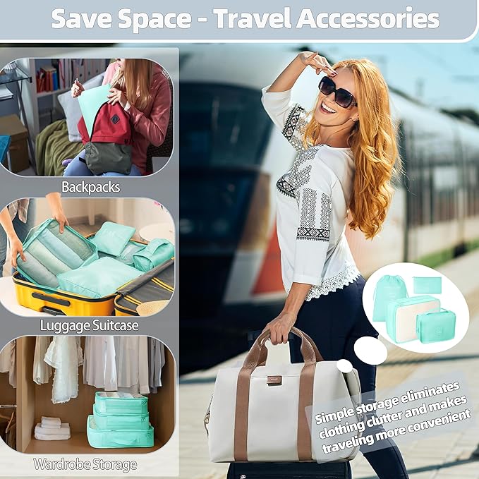 10 Pcs Set Packing Cubes - Travel Packing Organizers, Expandable Suitcase Organizer, Luggage Organizer Bags