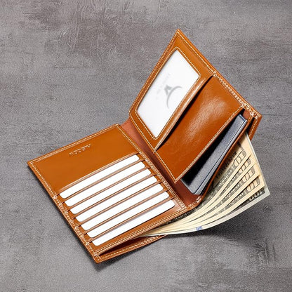 HISCOW Italian Leather Passport Holder for Travel - RFID Blocking Wallet Cover with Secure Organizer for Men & Women, US & Foreign Trips, Antiqued Brown