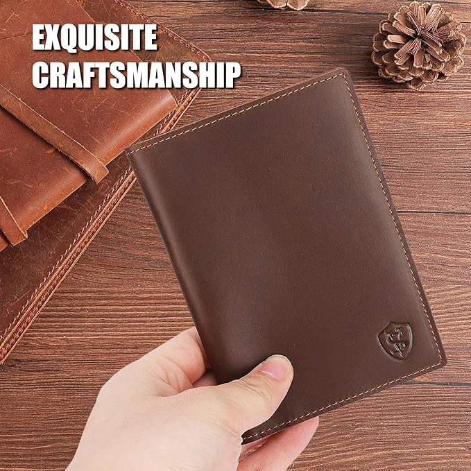 STAR VISTA Albatross Leather Travel Passport Holder, Minimalist Design, Full Grain Leather Case for Men and Women - Slim Passport Wallet, Bifold, RFID Blocking